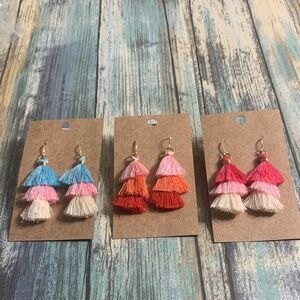 Colorful Tassel Earrings Set of 3